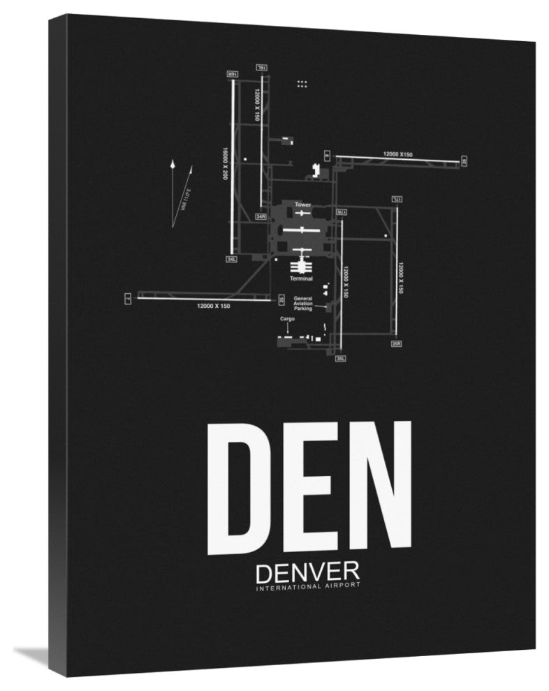 "DEN Denver Airport Black" Fine Art Print