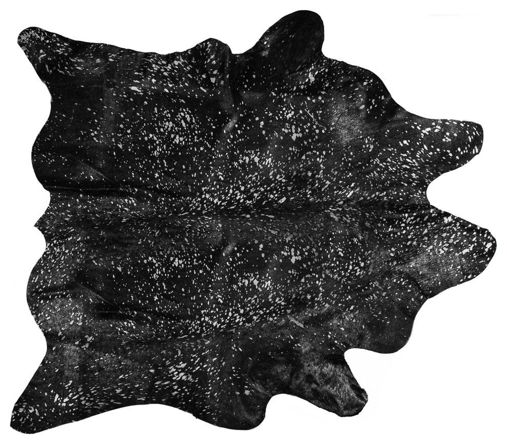 Animal Print Area Rug, Black and Gold, Cowhide