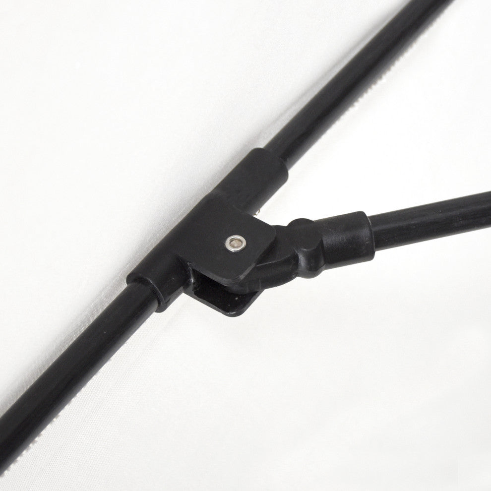 9' Matted Black Collar Tilt Lift Fiberglass Rib Aluminum Umbrella, Sunbrella, Tuscan