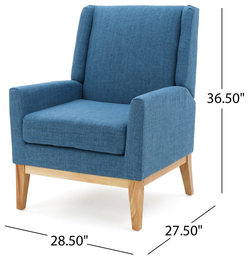 GDF Studio Kronen Mid Century Design Fabric Accent Chair, Muted Blue