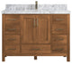Malibu Teak 48 Single Sink Bath Vanity in Golden Teak 2" Carrara Marble