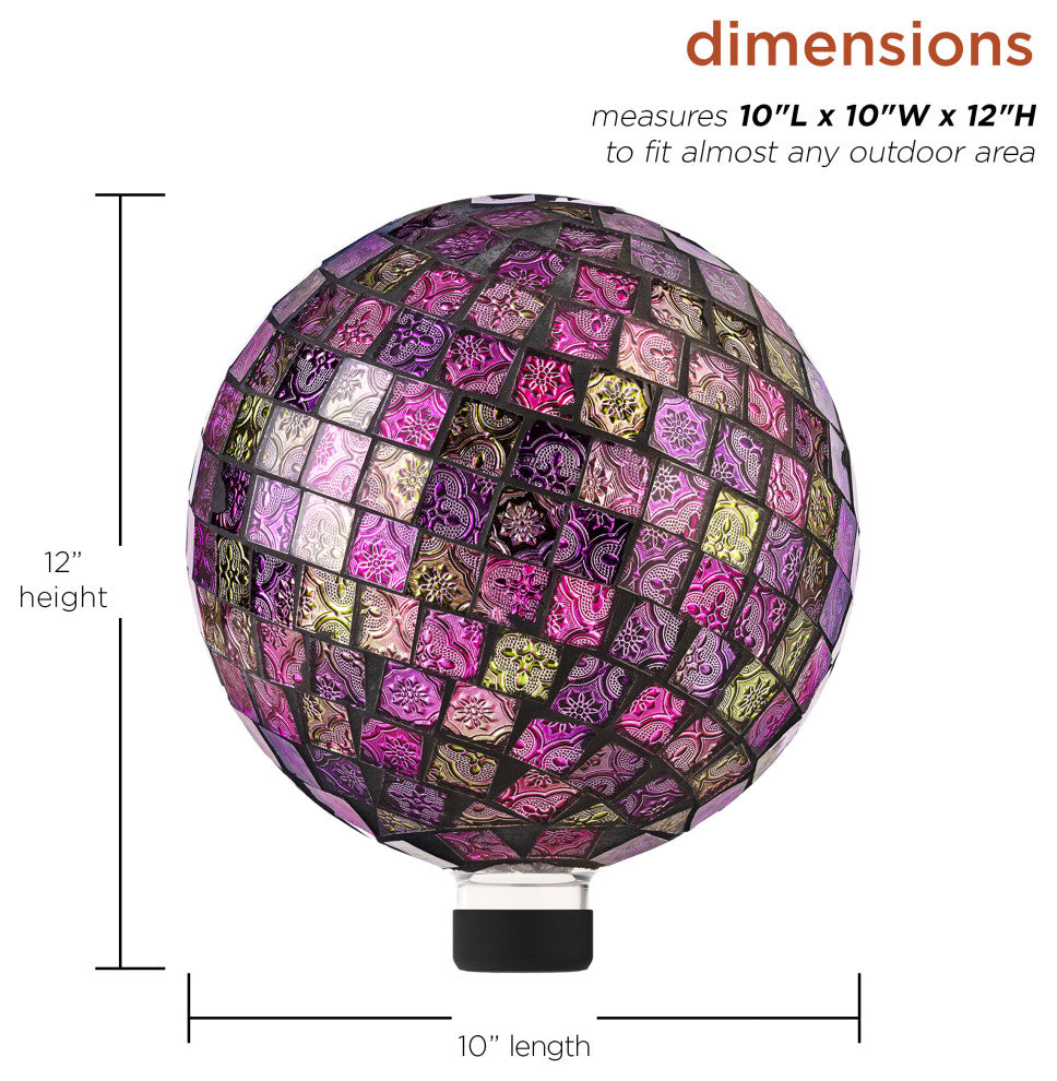 Alpine Violet Mosaic Gazing Globe, 11"Tall