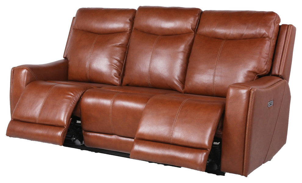 Natalia Power Leather Recliner Sofa, Caramel