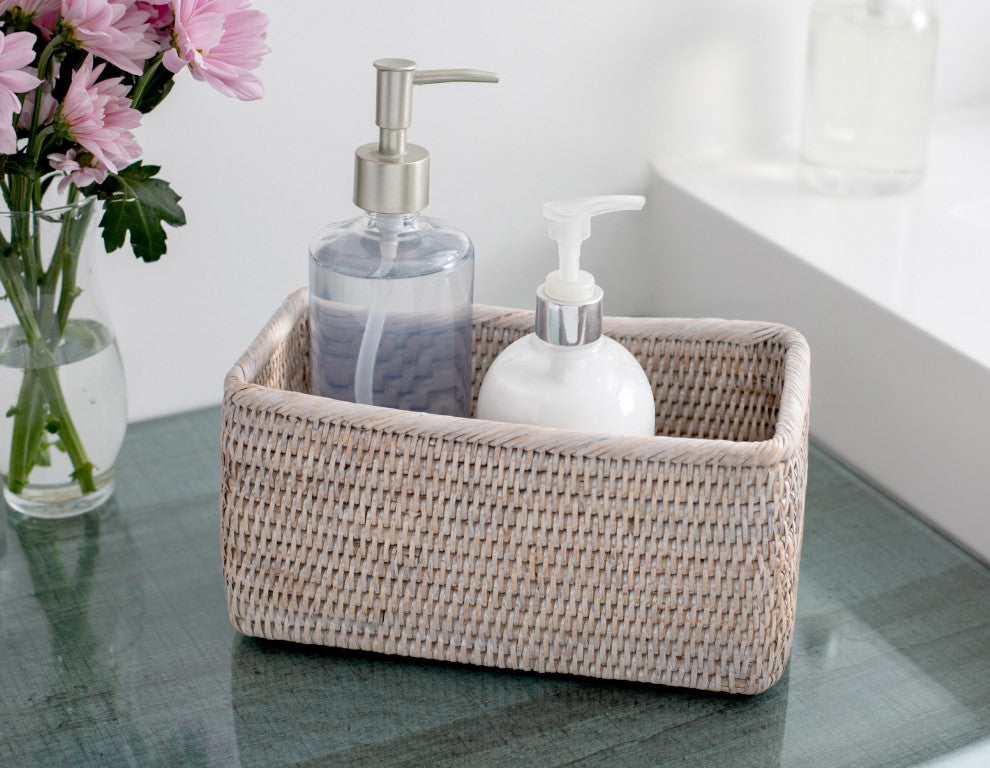 Artifacts Rattan Petite Basket, White Wash