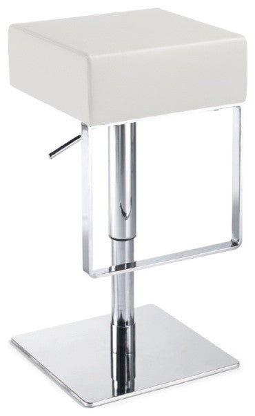 Aria Backless Leather Adjustable Barstool, White Leather