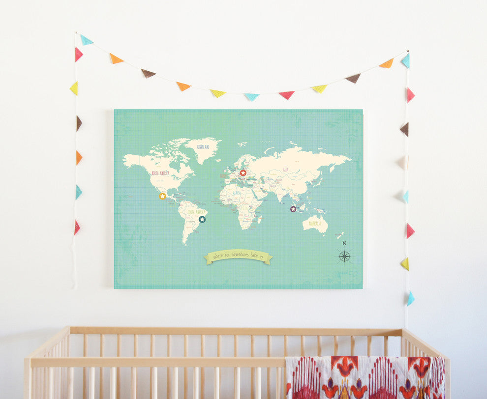 My Travel's Personalized World Map 24x18 Wall Art Poster