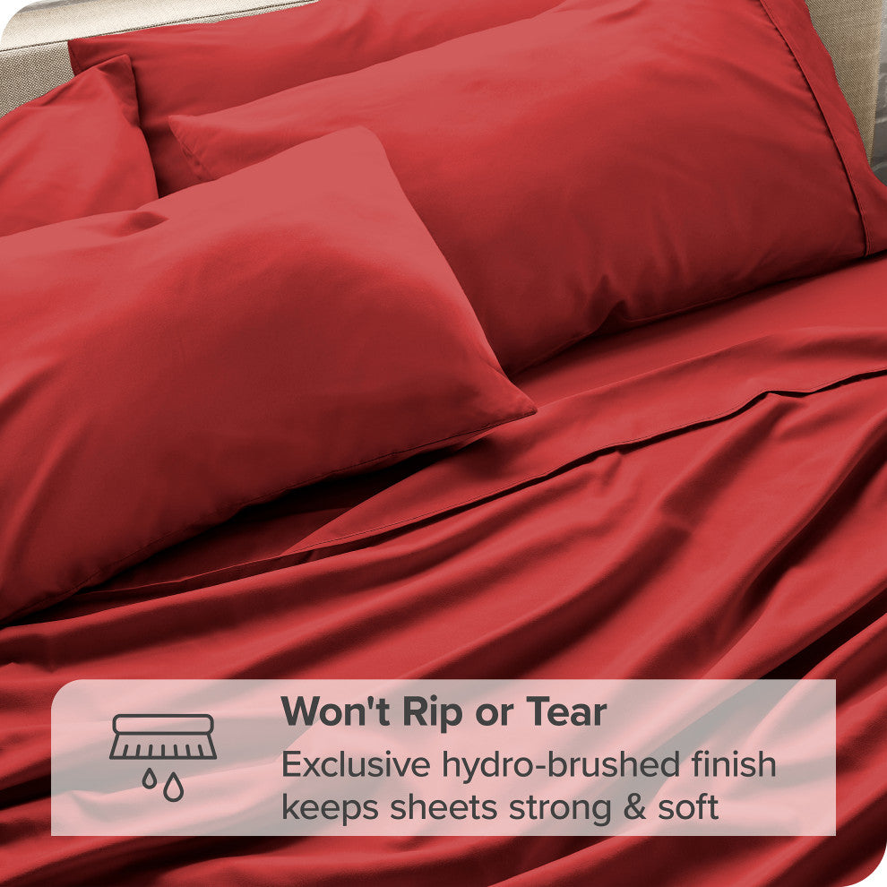 Bare Home 6-Piece Microfiber Sheet Set, Red, Full