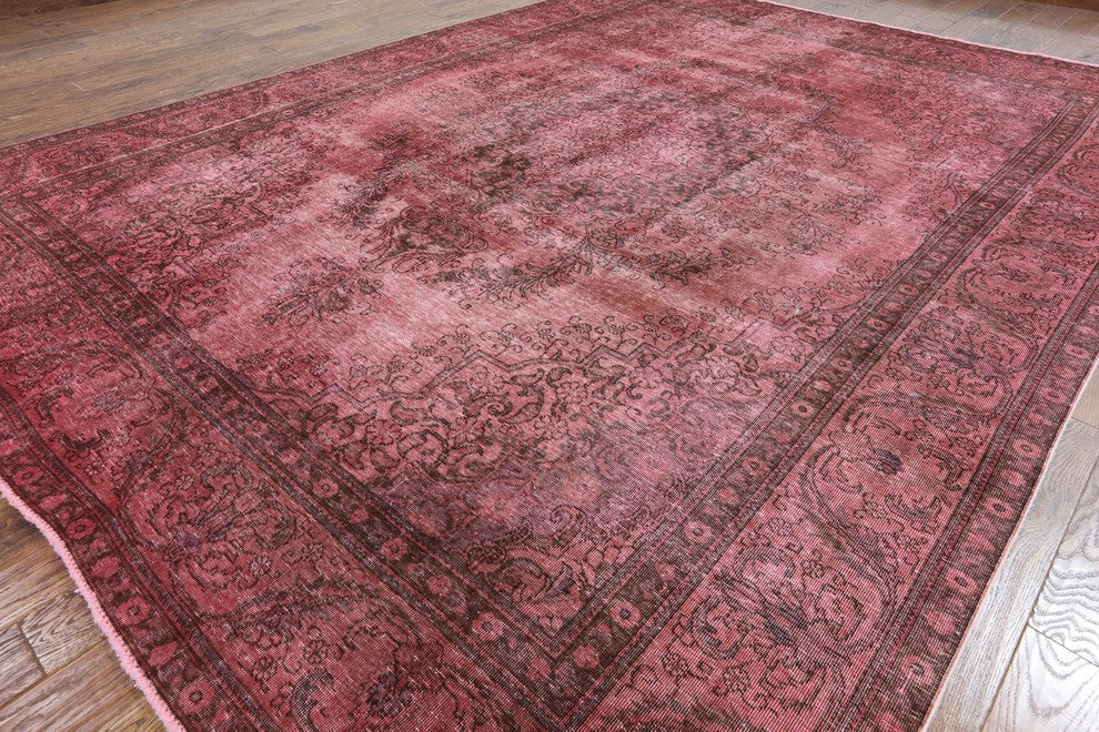 Oriental Floral Overdyed Hand Knotted Area Rug 10'x12', W2070