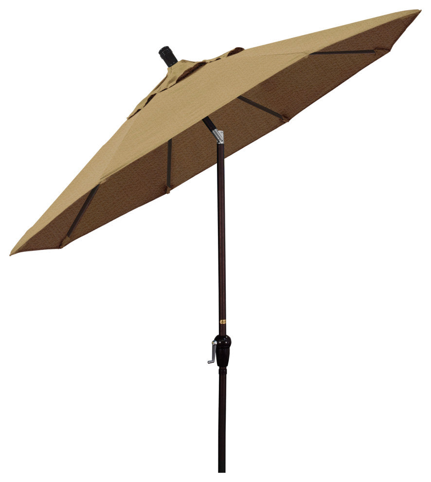 9' Aluminum Umbrella Auto Tilt Bronze, Linen Sesame