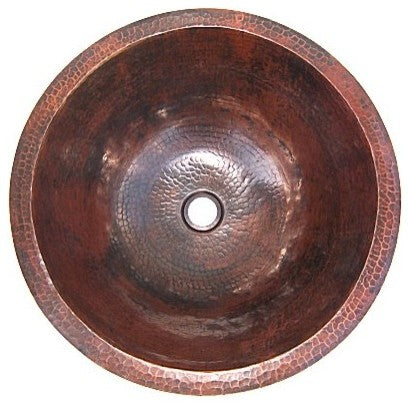 Undermount Hammered Round Bathroom Copper Sink