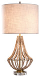 Aurora Table Lamp Natural Wood Bead Body with Metal Base