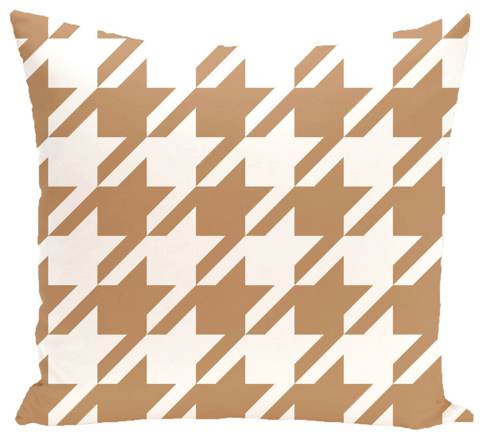 Houndstooth Geometric Print Pillow, Caramel, 16"x16"