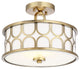 2-Light Semi-Flush Mount, Natural Brass