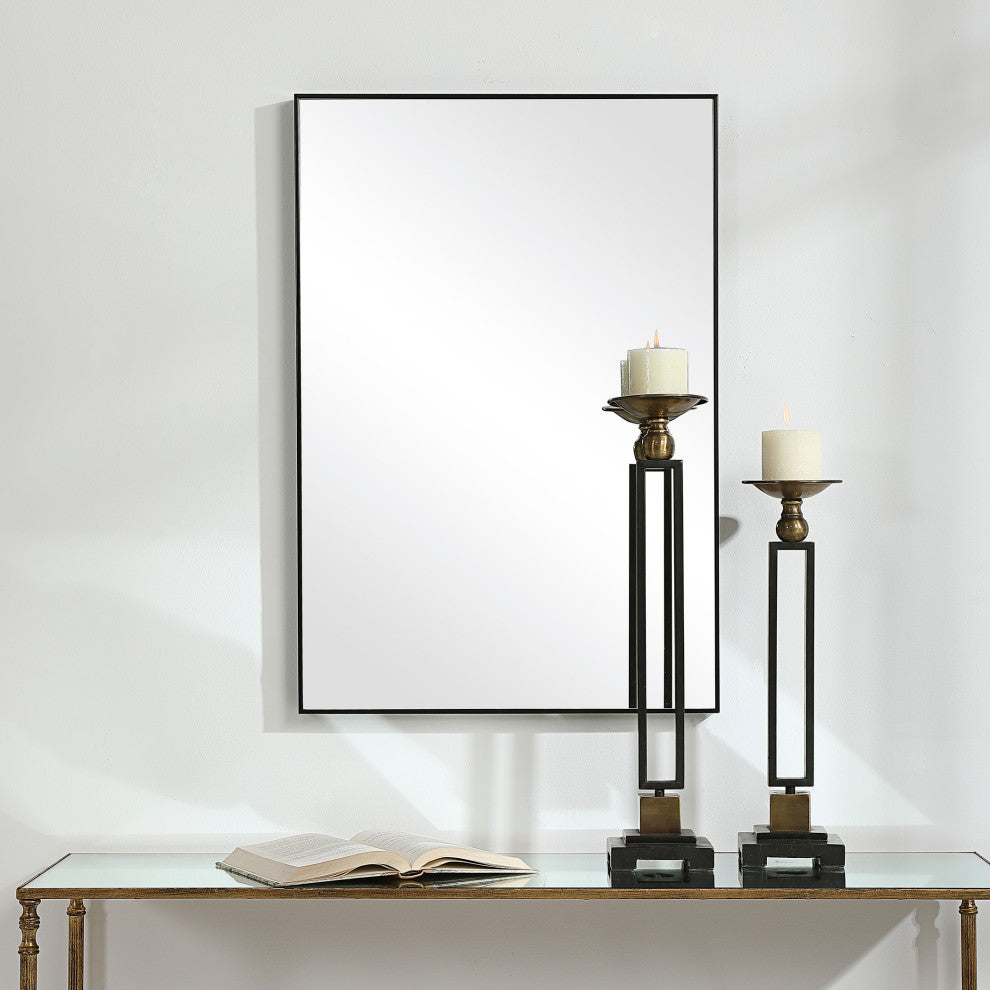 31" Industrial Black Rectangle Mirror