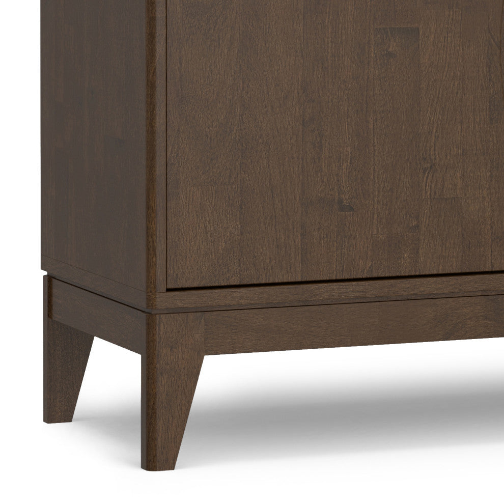 Harper Solid Hardwood 3 Door Sideboard Buffet / Storage Cabinet, Walnut Brown