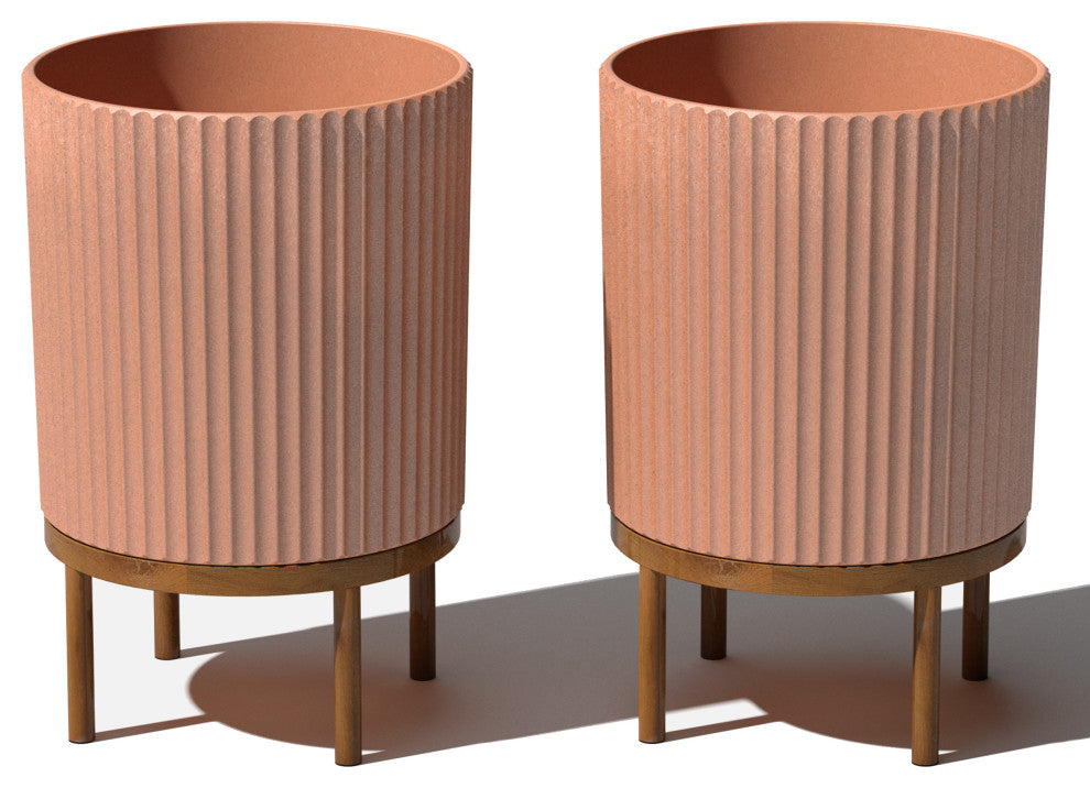 Veradek Demi Series Raised Planter With Stand, Terracotta/Brown, 16", Set of 2