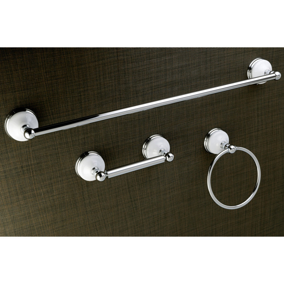 Kingston Brass 3-Piece Towel Bar Bathroom Hardware Set, Polished Chrome