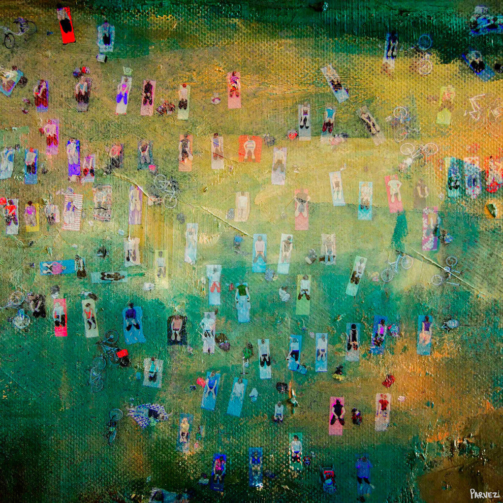 "Yoga In The Park" Painting Print on Wrapped Canvas, 40"x40"