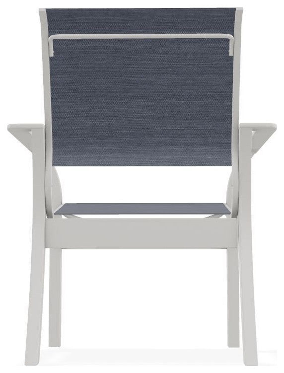 Leeward Sling Stackable Outdoor Dining Chair, Augustine Denim/Snow