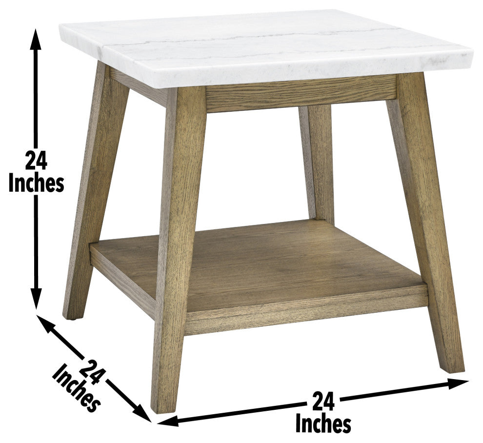 Vida White Marble Top Square End Table