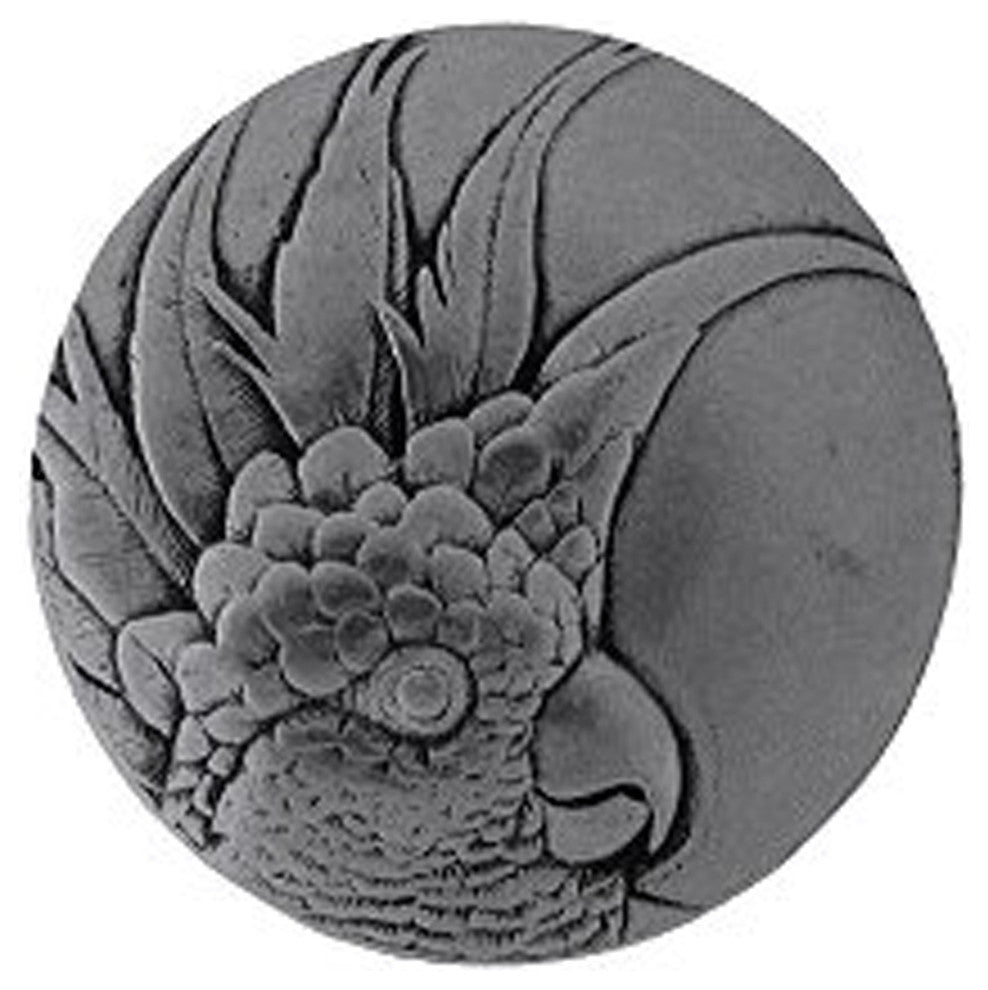 Cockatoo Knob Brilliant Pewter Large, Left Side, Left