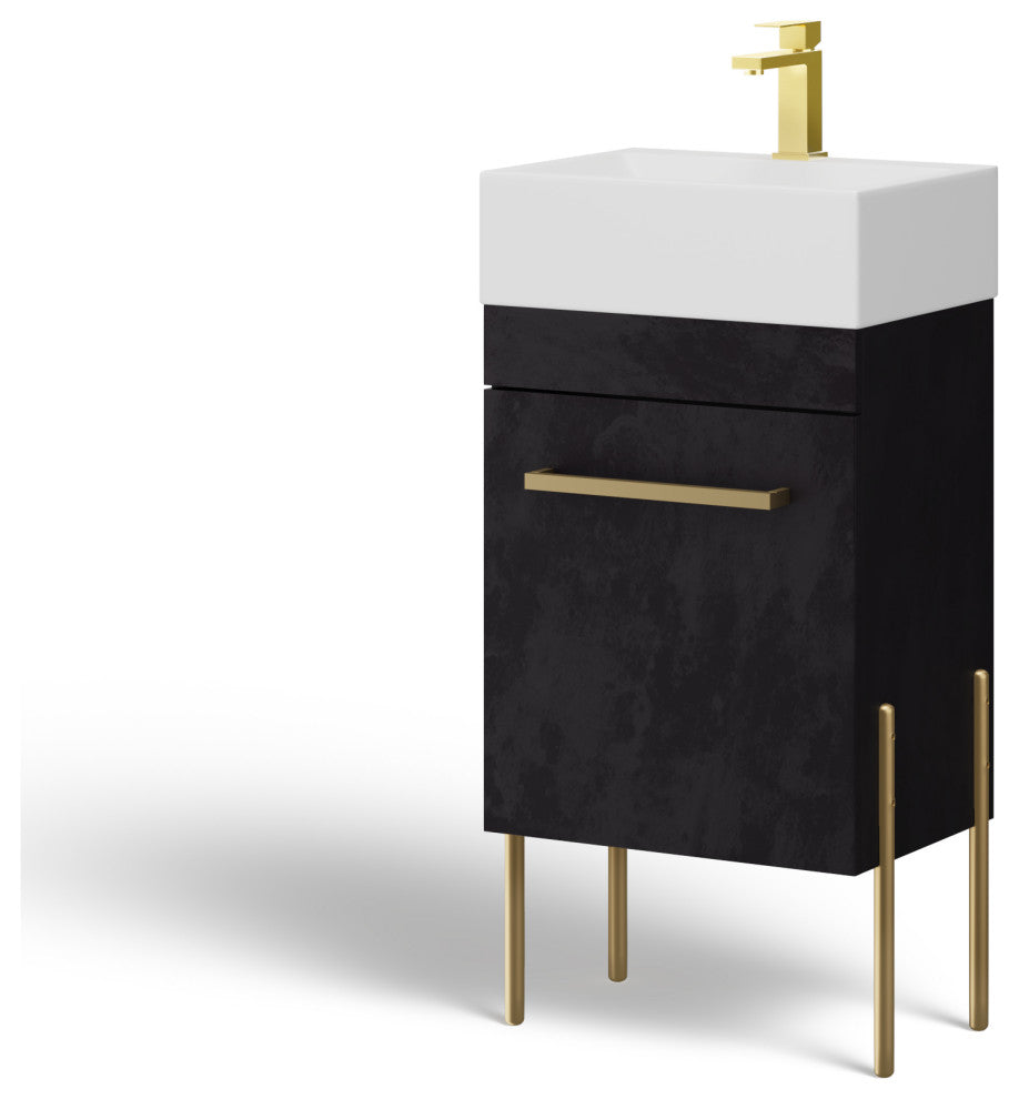 Ravena, Bathroom Vanity, Black, 18", Single Sink, Freestanding