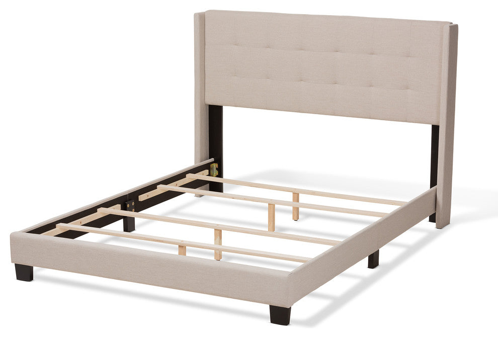 Lisette Modern and Contemporary Beige Fabric Upholstered Queen Size Bed