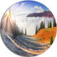 Yellow Beach Forest In Carpathians, Landscape Round Metal Wall Art, 38"