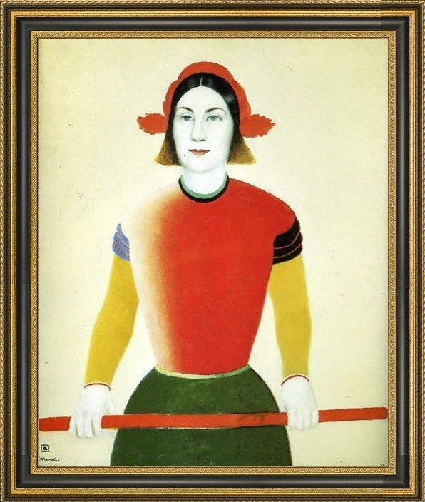 Kazimir Malevich Girl with Red Flagpole - 20" x 25" Framed Premium Canvas Print