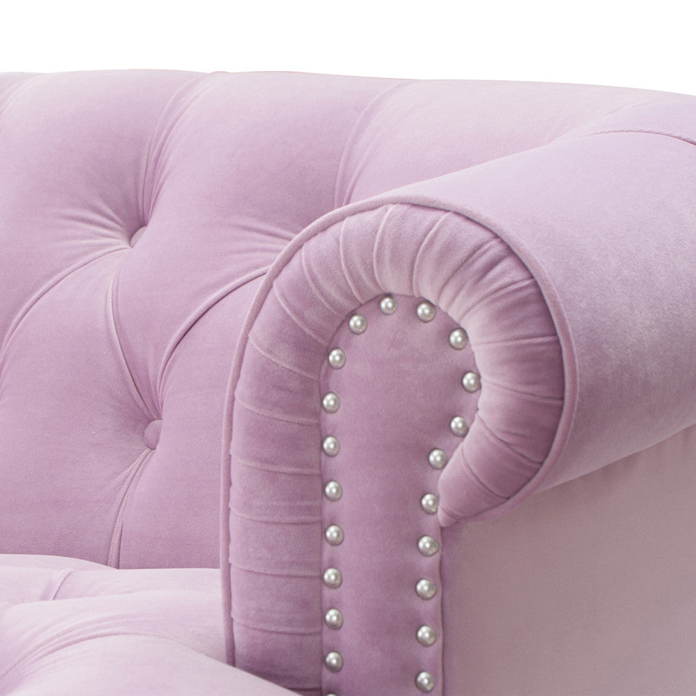 La Rosa Victorian Chesterfield Tufted Sofa, Lavender Velvet