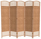 5 1/2' Tall Fiber Weave Room Divider, Natural, 5 Panel