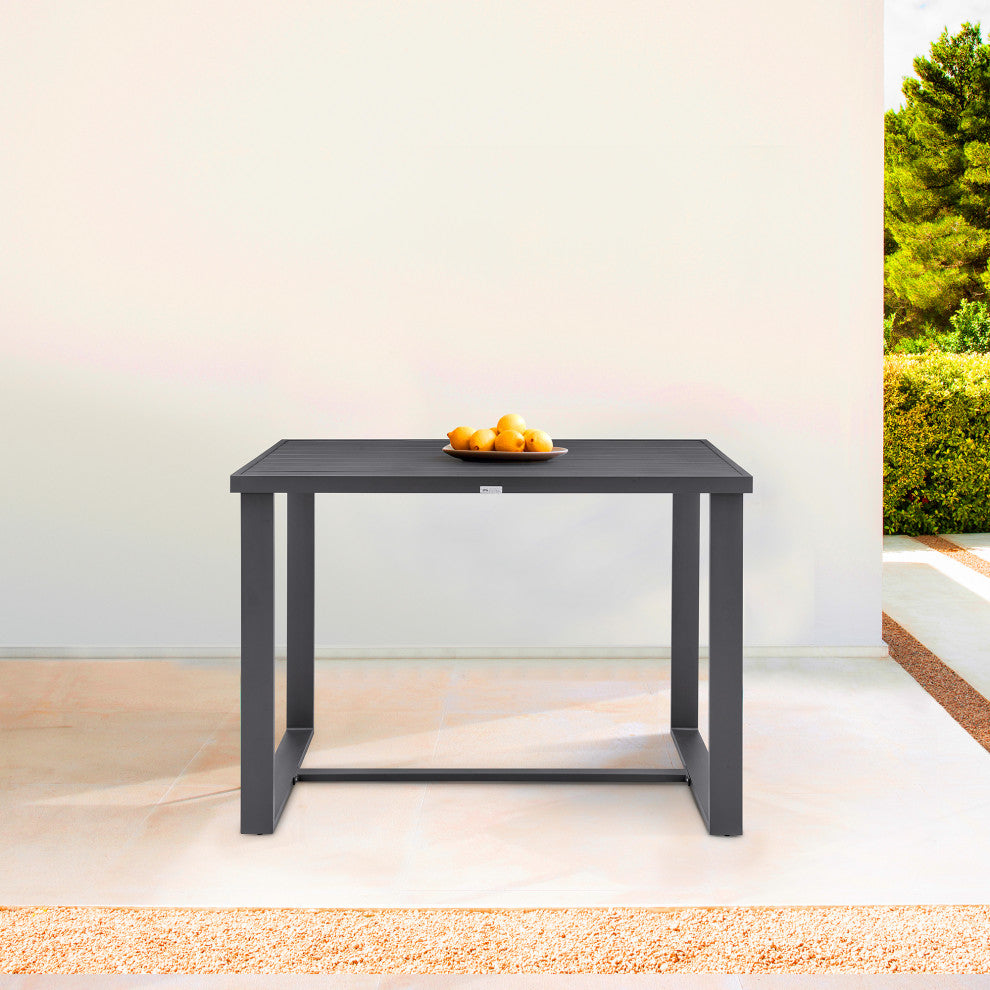 Menorca Outdoor Patio Bar Height Dining Table, Aluminum
