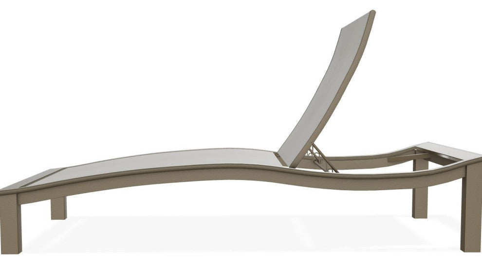 Bazza Sling 4-Position Contour Outdoor Chaise Lounge, Augustine Oyster/Beachwood