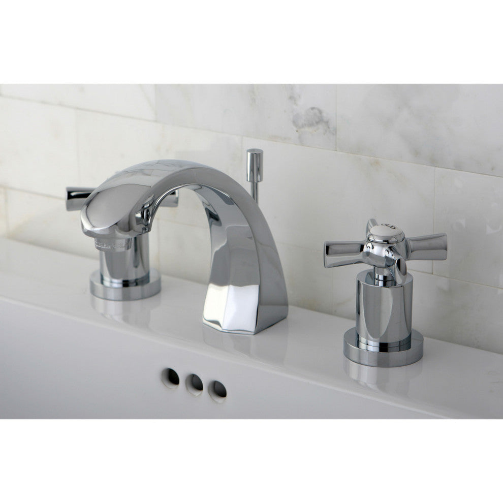 Kingston Brass Widespread Bathroom Faucet With Brass Pop-Up, Polished Chrome