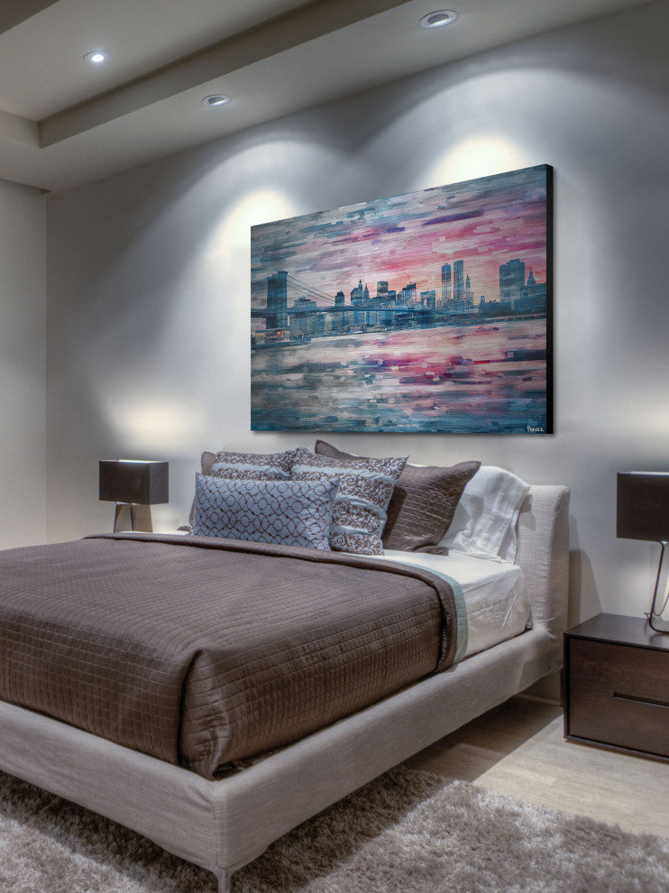 "Bridge at Dusk" Print on Brushed Aluminum, 36"x24"