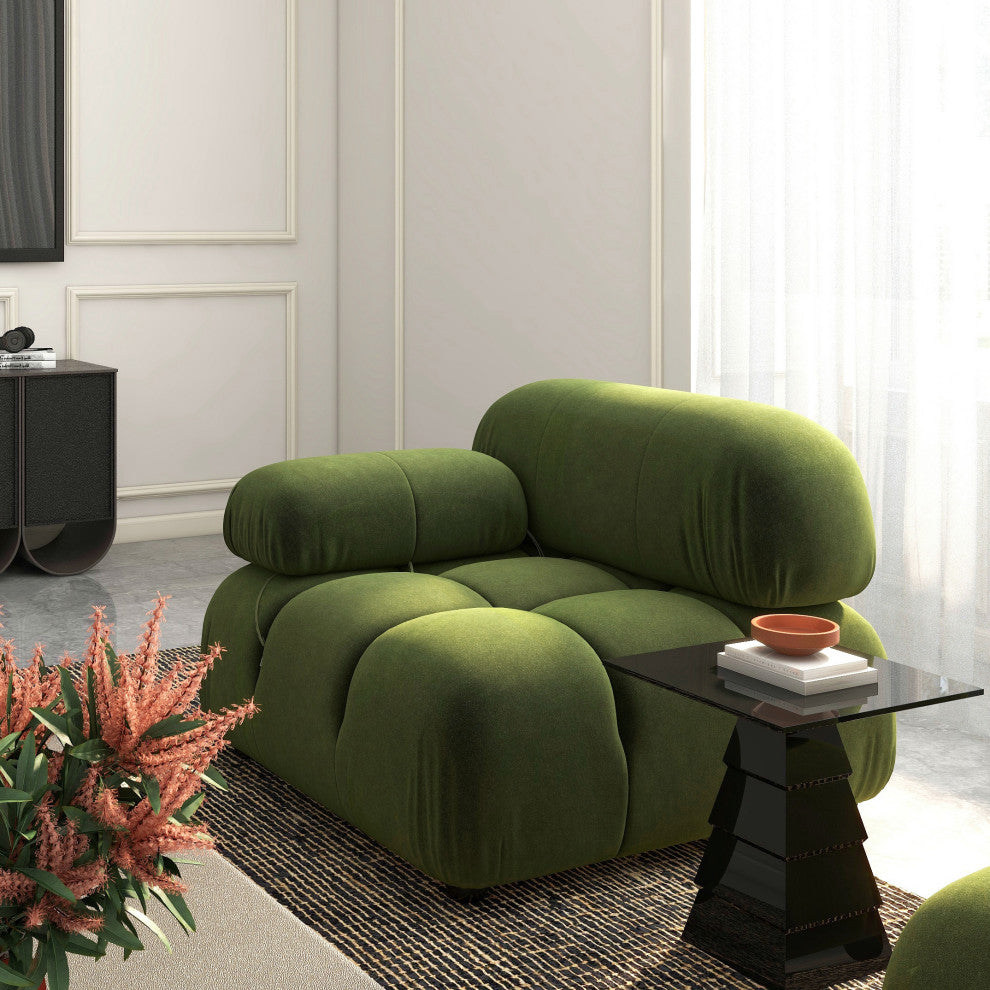 Marcel 36" Modular Arm Chair, Olive Green Performance Velvet