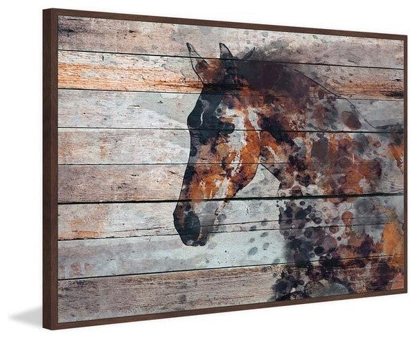 "Fire Horse" Floater Framed Painting Print on Canvas, 24"x16"