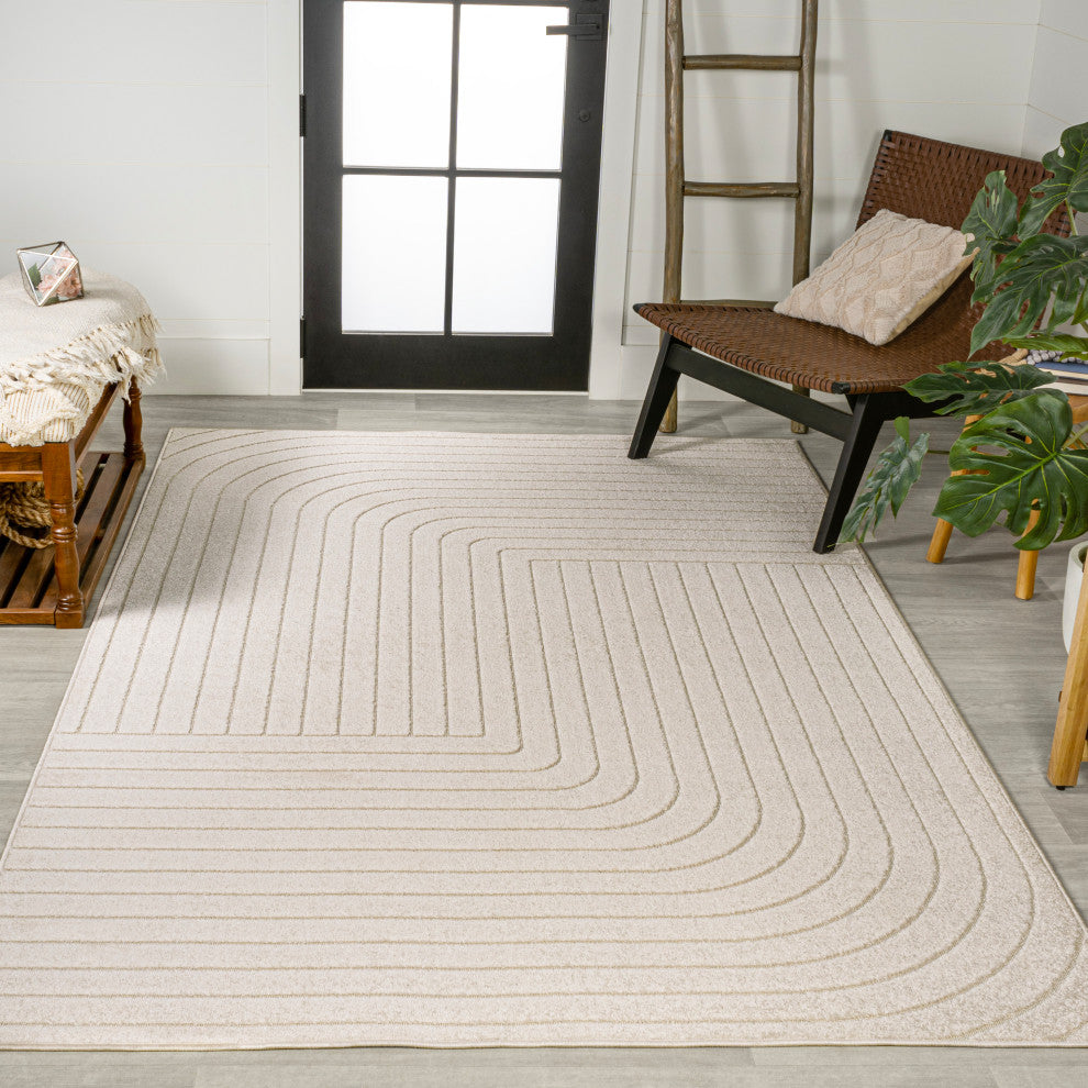 Odense High-Low Minimalist Angle Geometric Indoor/Outdoor Area Rug