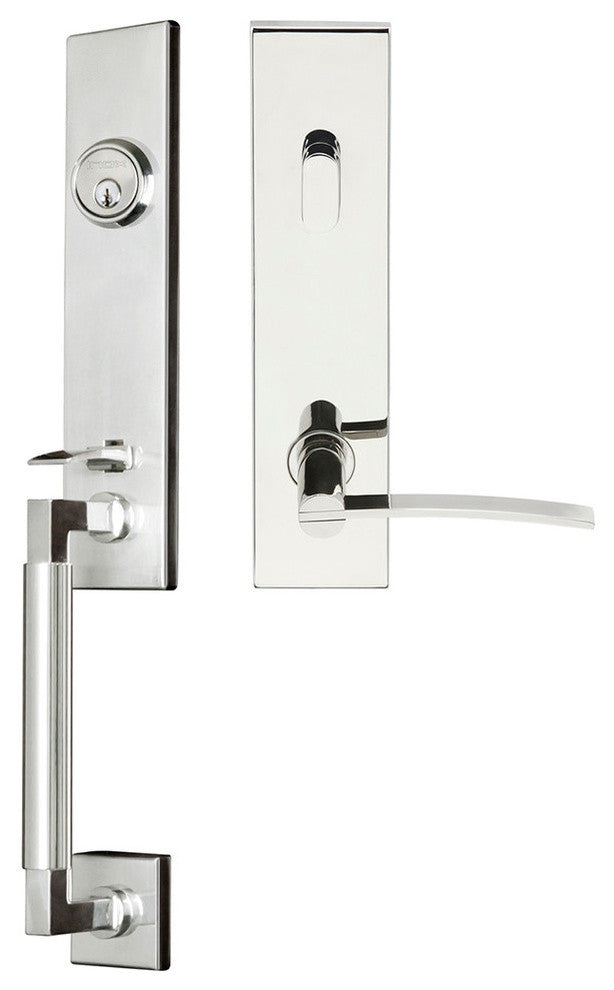 Horizon Lever, Tubular Entry Handleset, RHR, Polished Stainless Steel