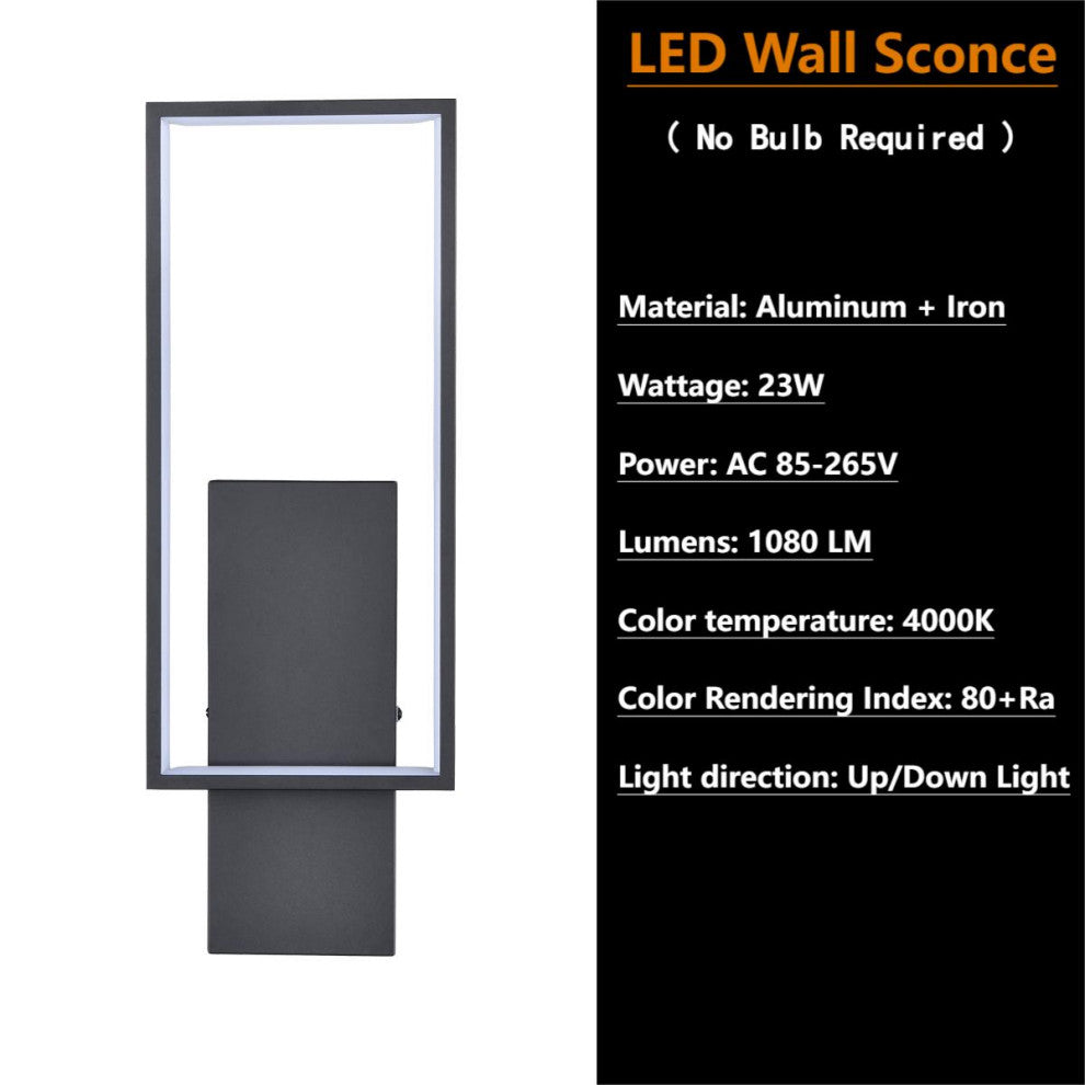 Modern Black LED Wall Sconce With Rectangle Aluminum Shade Neutral Light 4000K