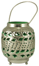 4" Tropicalia Silver and Green Cut-Out Floral Tea Light Candle Holder