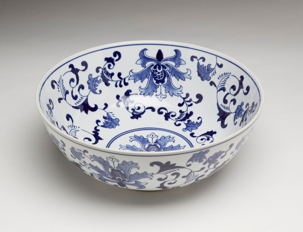 14" Blue and White Bowl