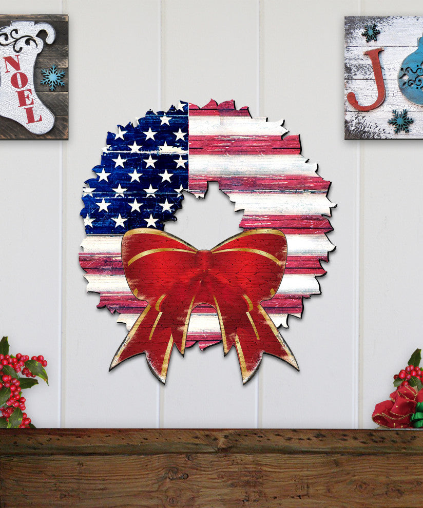 American Flag Wreath Door Hanger
