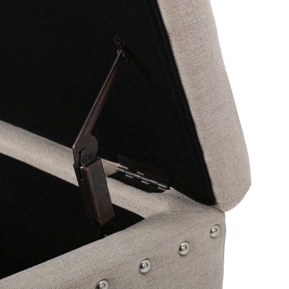 GDF Studio Evvy Fabric Storage Ottoman, Wheat