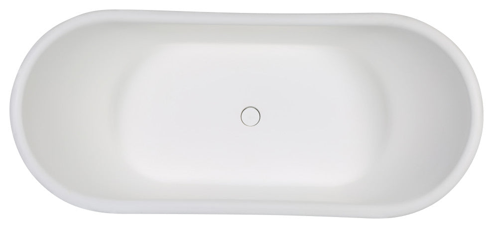 67" White Matte Pedestal Solid Surface Resin Bathtub
