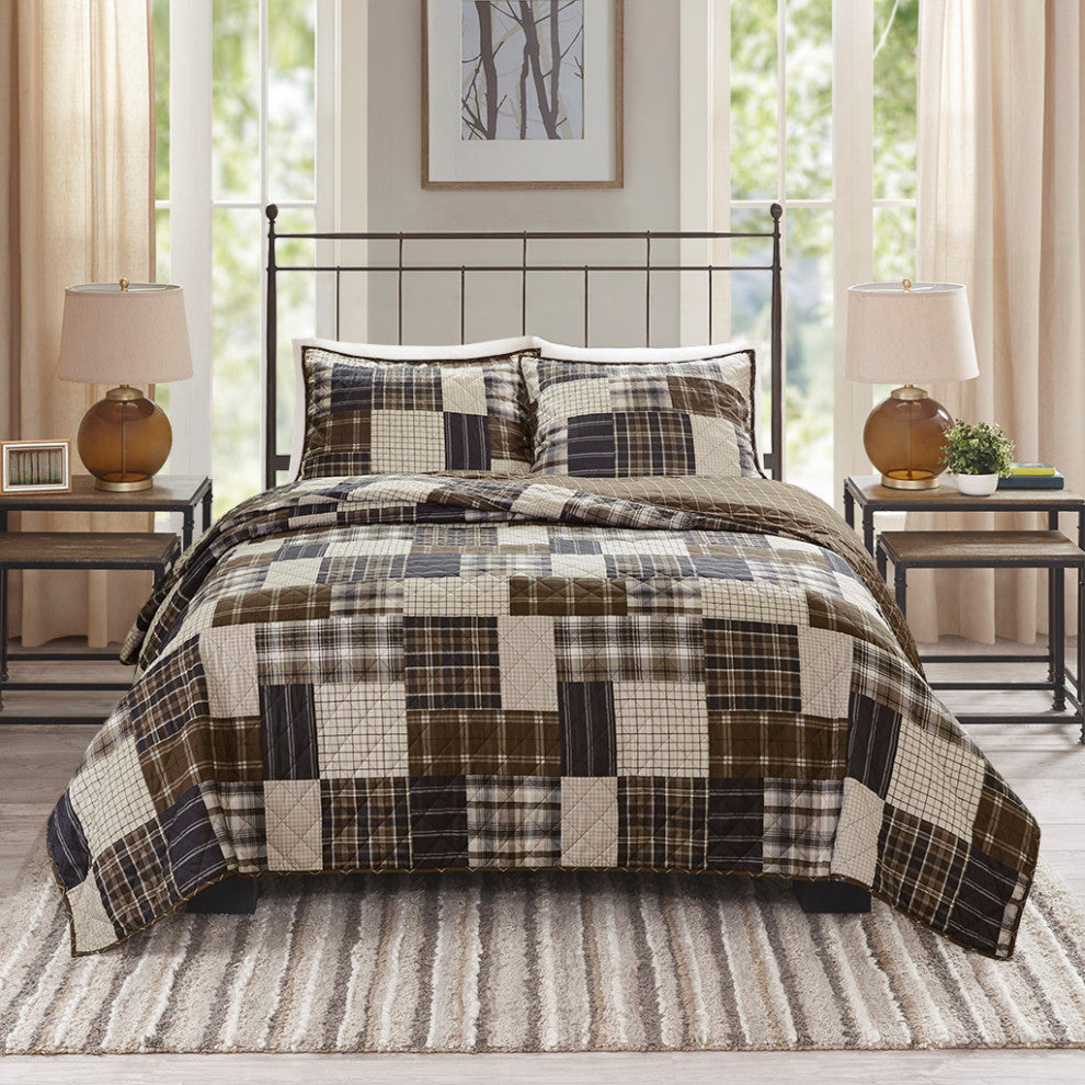 Madison Park Timber 3 Piece Reversible Printed Quilt Set