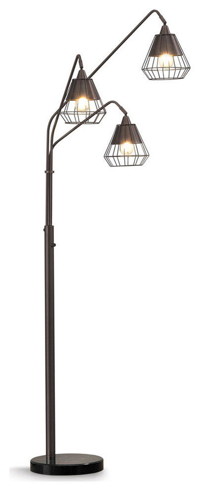 Midtown Wire Shade 3-Light Arch Floor Lamp, Dark Bronze