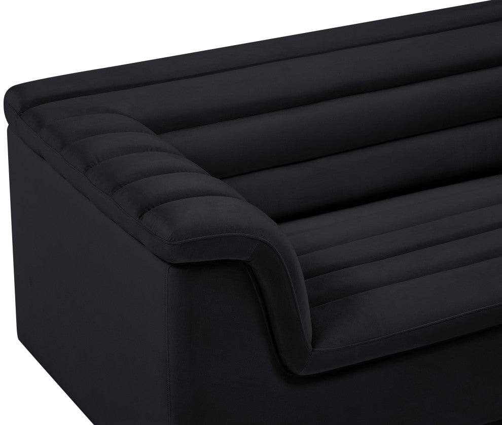 Cascade Upholstered Set, Black, Velvet, Loveseat