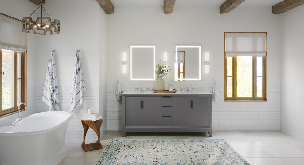 The Ezra Bathroom Vanity, Cashmere Gray, 72", Double Sink, Freestanding