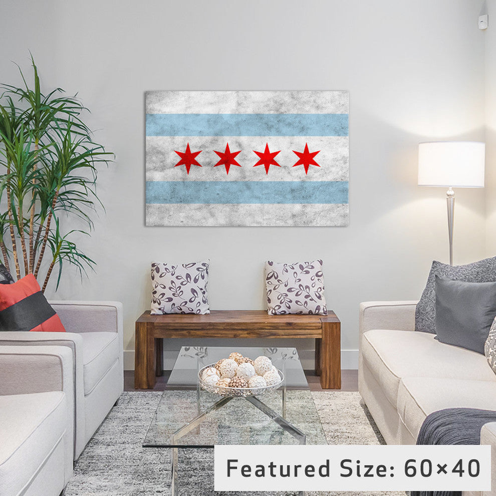 "Chicago City Flag (Grunge) Gallery" by iCanvas, 18x12x1.5"